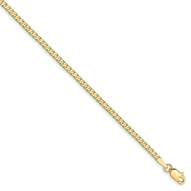 Solid 14k Yellow Gold 2.2mm Beveled Cuban Curb Chain Solid 14k Yellow Gold 2.2mm Beveled Cuban Curb Chain